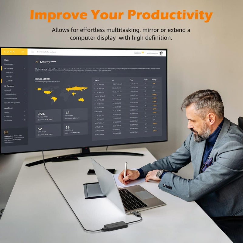 WAVLINK USB 3.0 or USB C to HDMI Adapter, HDMI Splitter for Dual Monitors, Universal Video Graphics for Thunderbolt 3/4, USB 4, Windows, Mac OS - Image 5